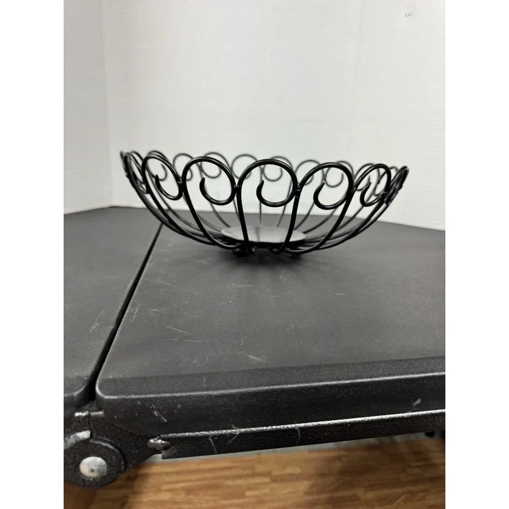 Metal‎ Fruit basket centerpiece black scroll